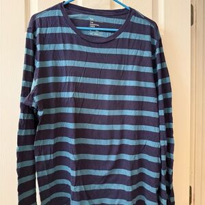 GAP Navy and Teal Striped Crew Shirt